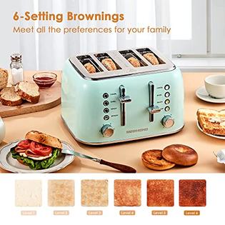 REDMOND 2 Slice Toaster Retro Stainless Steel Toaster with Bagel