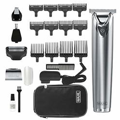 Wahl Stainless Steel Lithium Ion 2.0+ Beard Trimmer for Men - Electric Shaver & Nose Ear Trimmer - Rechargeable All in One Mens 