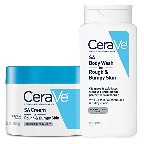 CeraVe Renewing Salicylic Acid Daily Skin Care Set | Contains CeraVe SA Cream and Body Wash for Rough and Bumpy Skin | Fragrance