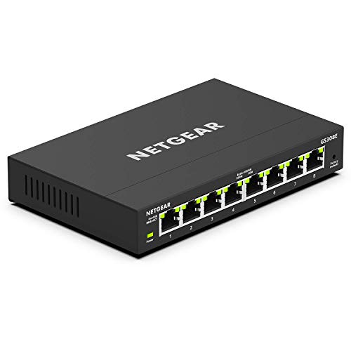 NETGEAR 8-Port Gigabit Ethernet Plus Switch (GS308E) - Desktop or Wall Mount, Home Network Hub, Office Ethernet Splitter, Silent