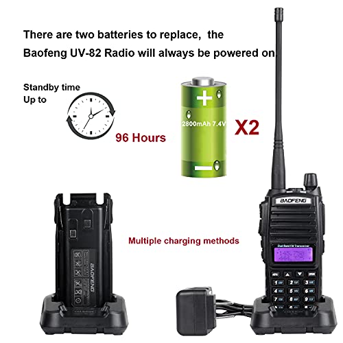 BaoFeng UV-82 BaoFeng Radio Dual Band Radio Ham Radio 144-148/420-450Mhz Portable 2 Way Radio with Extra 2800mAh Battery Full Ki