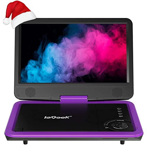 ieGeek Portable DVD Player 12.5", with 10.5" HD Swivel Screen, Car Travel DVD Players 5 Hrs Rechargeable Battery, Region-Free Vi