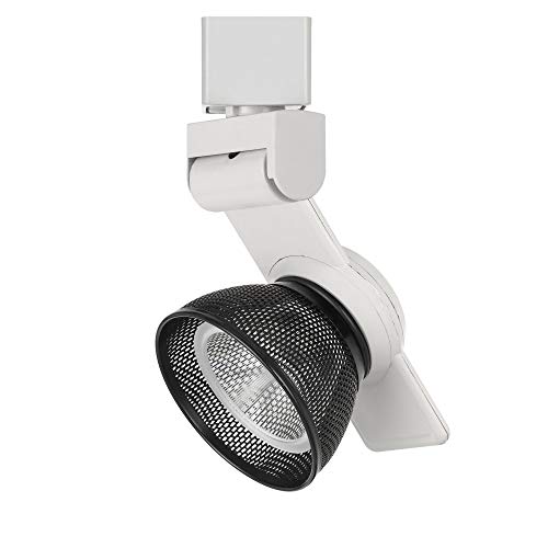 Benjara 12W Integrated LED Metal Track Fixture with Mesh Head, White and Black