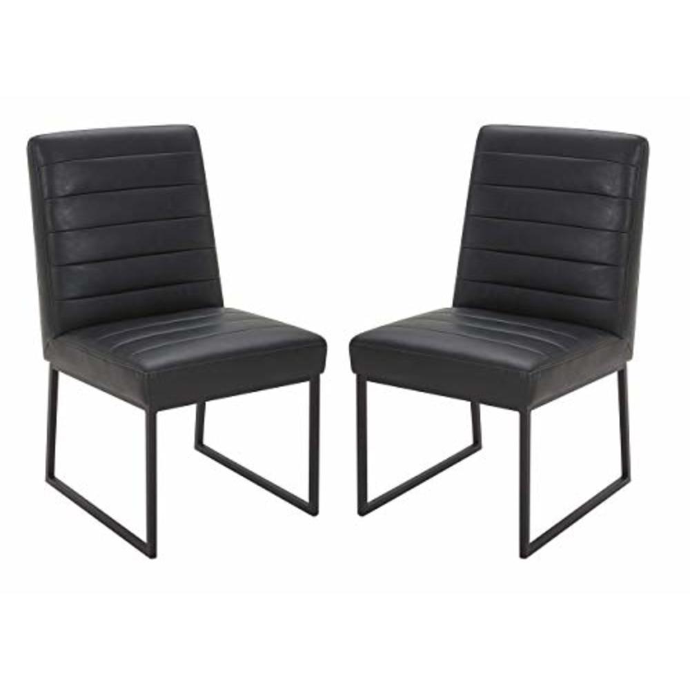 Rivet Brand – Rivet Decatur Modern Faux Leather Dining Chair, Set of 2, 21"W, Black