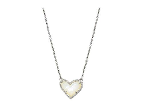 Kendra Scott Ari Heart Pendant Necklace for Women, Fashion Jewelry, Rhodium-Plated, White Mother-of-Pearl