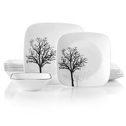 Corelle Service for 6, Chip Resistant, Timber Shadows Dinnerware Set, 18-Piece