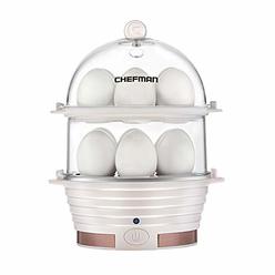 Chefman Electric Egg Cooker Boiler, Rapid Egg-Maker & Poacher, Food & Vegetable Steamer, Quickly Makes 12 Eggs, Hard or Soft Boi