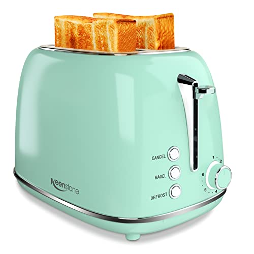 Keenstone 1 Toaster 2 Slice Stainless Steel Toaster Retro with 6 Bread  Shade Settings, Bagel, cancel, Defrost Function, 2 Slice Toaster with