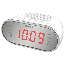 Timex AmFM Dual Alarm clock Radio with Digital Tuning 12 Red LED Display and Line-In Jack Radio Alarm clock White (T2312W)