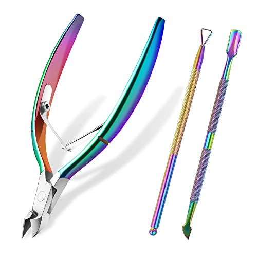 JUNHCZOY cuticle Trimmer with cuticle Pusher, JUNHcZOY cuticle cutter and Nipper Dead Skin Remover Scissor Plier Durable Manicure Pedicur