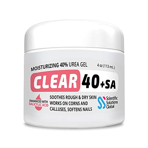 Scientific Solutions cLEAR 40 +SA, 40% Urea gel + 2% Salicylic Acid, 4 oz wTea Tree & coconut Oil, Aloe Vera, callus & corn Remover Softens cracked H