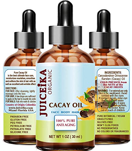 Juiceika Organic cAcAY OIL 100% Pure Natural Virgin Unrefined Anti Aging  Anti Wrinkle with natural Retinol, Vitamin A, E for FAcE, HAIR, BODY and