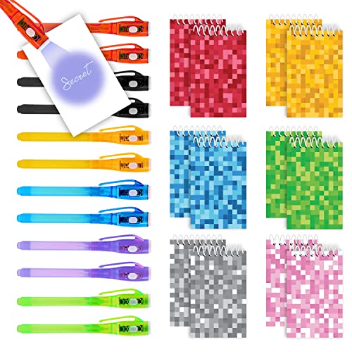 HeroFiber Pixels Party Favors for Kids Set of 12 Invisible Ink Pen and Mini  Notebooks goodie Bag Stuffers with Invisible Ink Pens for Boys