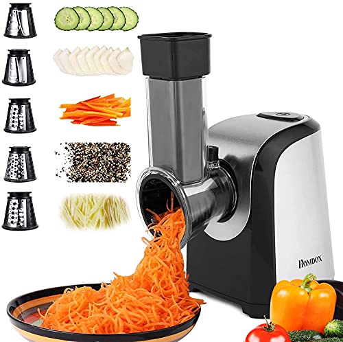 Homdox Electric cheese grater, Professional Salad Shooter Electric Slicer Shredder, 150W Electric gratersrchopperShooter with On