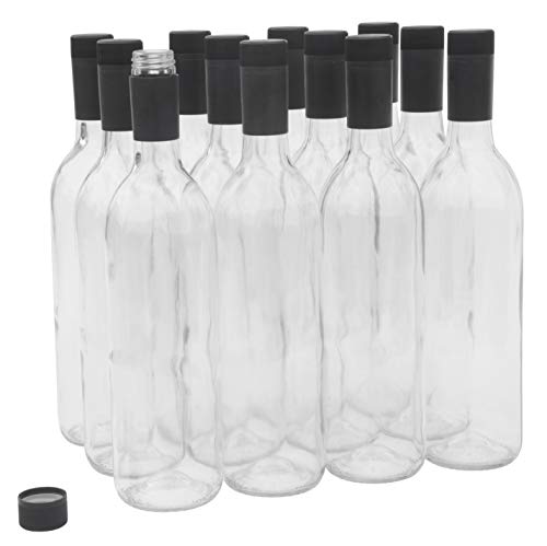 North Mountain Supply - B07Zg2N5MF 750ml glass Bordeaux Wine Bottles with Twist-N-Seal capsules - case of 12 (clearFlint)