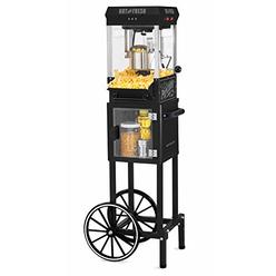 Nostalgia Popcorn Maker cart, 25 Oz Kettle Makes 10 cups, Vintage Movie Theater Popcorn Machine with Interior Light, Measuring S
