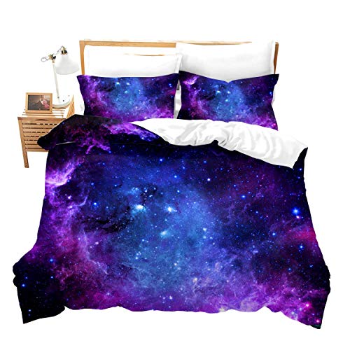Feelyou galaxy Duvet cover Set Full Size for for girls Boys Teens Kids Starry Sky Bedding Set cosmos comforter cover with 2 Pill