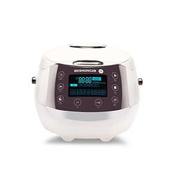 Reishunger Digital Rice cooker and Steamer, White, Timer - 8 cups - Premium Inner Pot, Multi cooker with 12 Programs & 7-Phase T