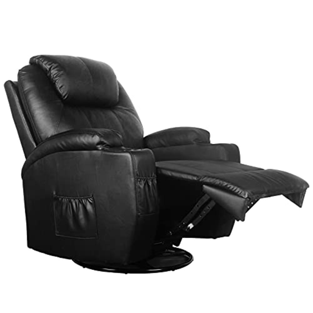 Polar Aurora Massage Recliner Chair Heated PU Leather Rocker Recliner Ergonomic Lounge Vibratory Massage function/360 Degree Swi