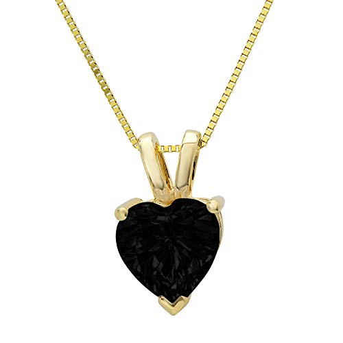 Clara Pucci 1.95 ct Brilliant Heart Cut Flawless Genuine Natural Black Onyx Ideal VVS1 Solitaire Designer Pendant Necklace With 16" Gold Cha