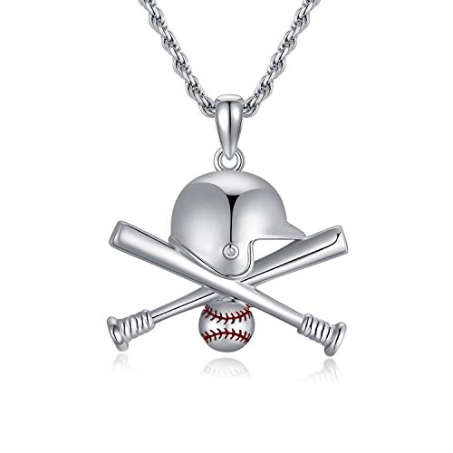 PDTJMTG Baseball Necklace Sterling Silver Necklace for Boy Men, 20?+2?