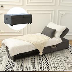 Zenosyne Sleeper Chair 4 in 1 Multi-Function Convertible Chair Bed Adjustable Guest Bed Ottoman Bed with Linen Fabric Folding Fu