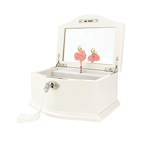 malm thespian 鍔 TIMLOG Girls Jewelry Box with Lock, 2 Ballerina Wooden Musical Small  Jewelry Storage Organizer with Mirror