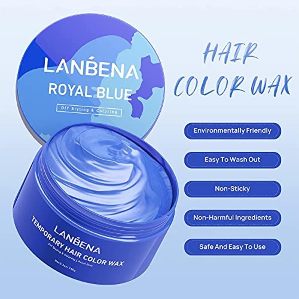 LANBENA Hair-Color-Wax,Royal Blue Color-Hair-Wax, Temporary Hair Dye Wax Md  150g / 