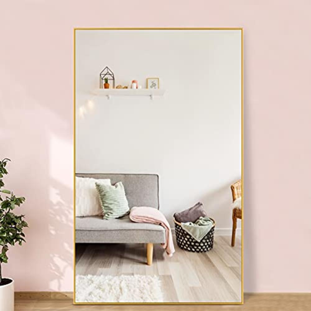 NeuType Full Length Mirror Hanging or Leaning Against Wall, Large Rectangle Bedroom Mirror Floor Mirror Dressing Mirror Wall-Mou