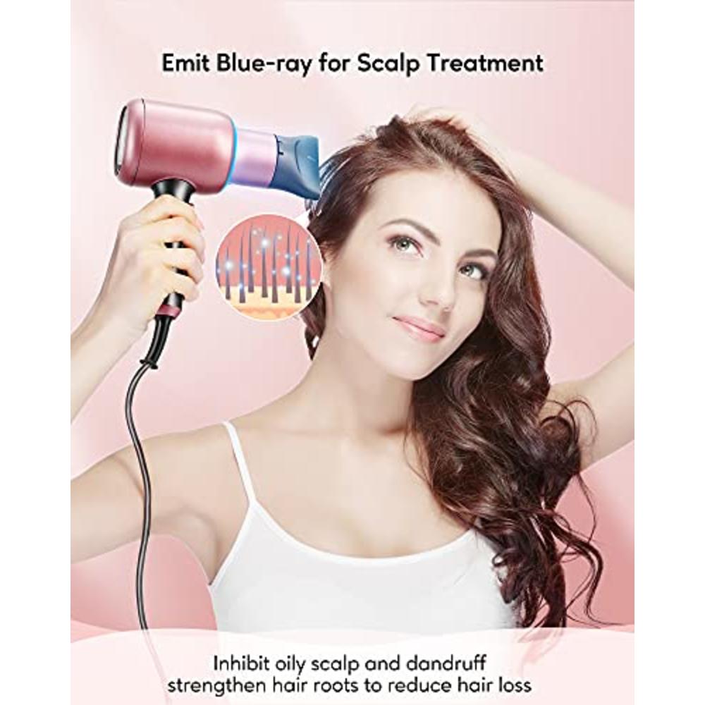 Wavytalk Professional Ionic Hair Dryer Blow Dryer with Diffuser and Concentrator for Curly Hair 1875 Watt Negative Ions Dryer wi