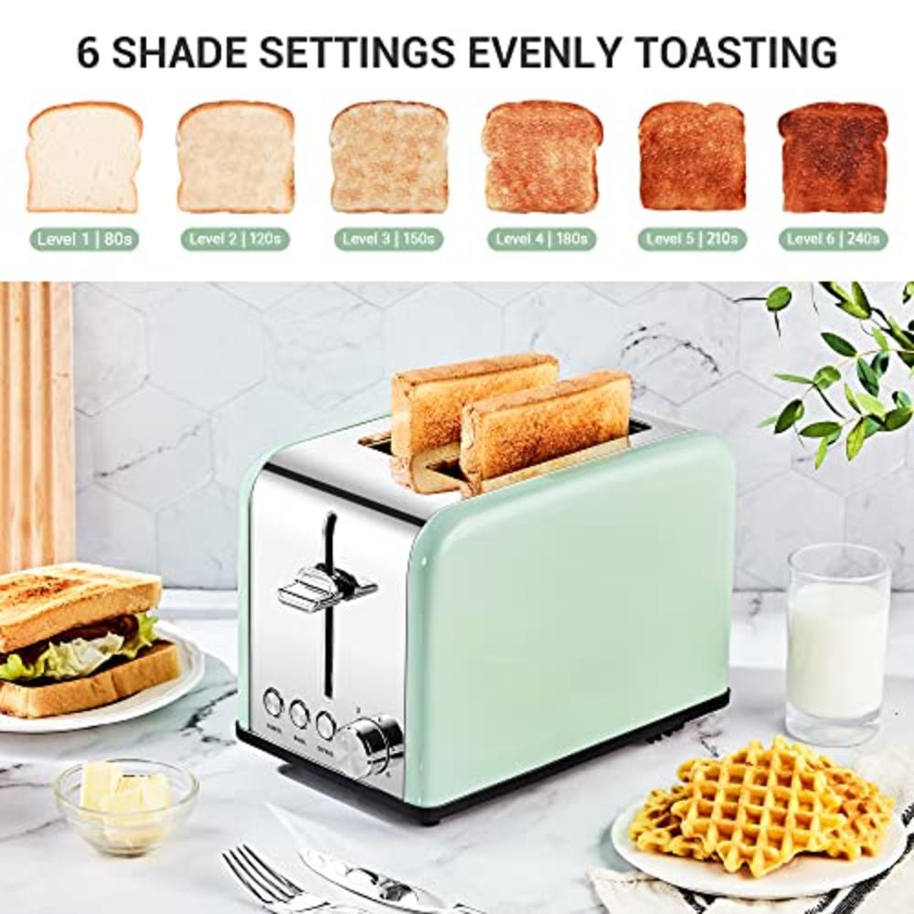 Keemo Toaster 2 Slice, Retro Small Toaster with Bagel, Cancel, Defrost ...