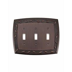 Allen + Roth 3-gang Dark Oil-rubbed Bronze Standard Toggle Metal Wall Plate