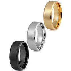 Jstyle Stainless Steel Rings for Men Wedding Ring Cool Simple Band 3 Pcs A Set (8 MM - width and size - 9)