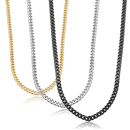 Jstyle Stainless Steel Link Curb Chain Necklace for Men Women 3 Pcs 3.5mm