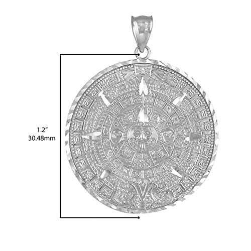 Aztec and Mayan Cale .925 Sterling Silver Round Aztec Mayan Calendar Charm Pendant - 30.48 Millimeters