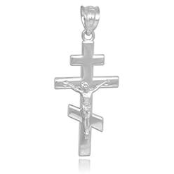 Religious Jewelry by FDJ Sterling Silver Russian Orthodox Crucifix Pendant