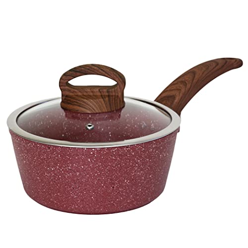 Easy chef always 2 Quart Saucepan with lid, Nonstick Small Sauce