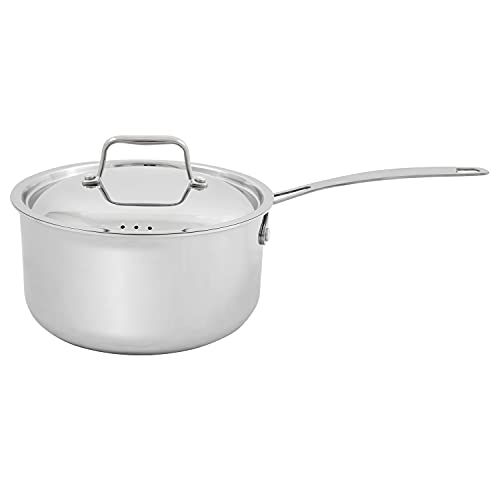 NUWAVE commercial 3-Quart Stainless Steel Saucepan with Vented Lid, Tri-Ply construction, Premium 1810 Stainless Steel, NSF cert