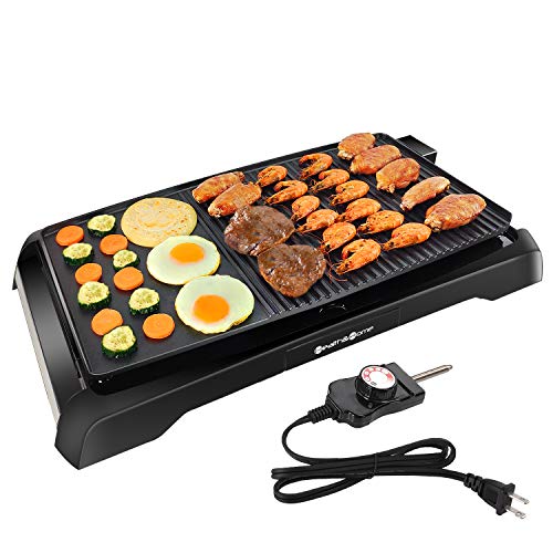 Health And Home 2-In-1 Nonstick Indoor Smokeless Electric Griddle ,21 Inch Extra Large Surface With Slide-Out Drip Tray Oil Coll
