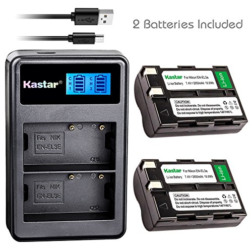 Kastar Hand Tools Kastar Battery (X2) & LCD Dual Slim Charger for Nik EN-EL3a, ENEL3A, EN-EL3, ENEL3, MH-18, MH-18a and Nik D50, D70, D70s, D100 C
