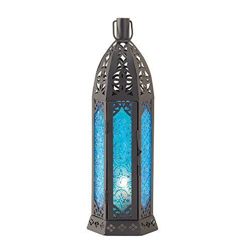 Koehler 15245 13 Inch Tall Floret Blue Candle Lantern