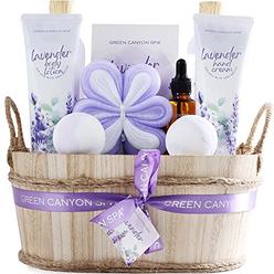 GREEN CANYON SPA Spa gift Baskets for Women 11pcs Lavender Bath gift Set with Body Lotion, Essential Oil, Ideal gifts for Women, Holiday gifts Bo