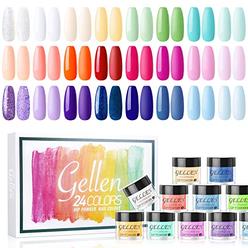 gellen Dip Powder Nail Kit - 24 colors Acrylic Dipping Powder Nail Kit, Popular French Nail Dip Kit, HomeSalon DIY Manicure Set,