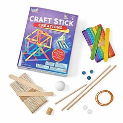 hand2mind craft stick creations, 10 science experiments, activity book for kids ages 9-12, jumbo craft stick kit with arts an