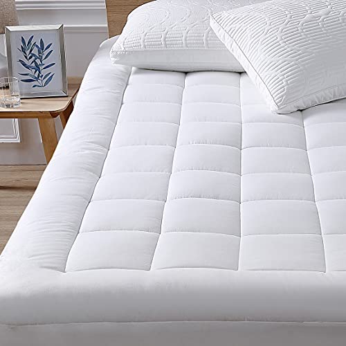 Oaskys Queen Mattress Pad cover cooling Mattress Topper Pillow Top with Down Alternative Fill (8-21A Fitted Deep Pocket Queen Size)