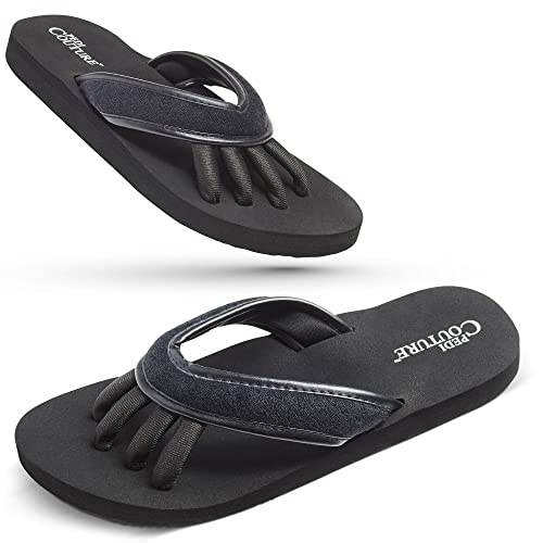 Pedi couture Pedicure Sandals for Women - Toe Separator Slippers - Black - Large (85-95)