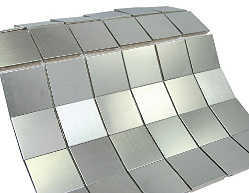 Vogue Tile Matte Silver Stainless Steel Metallic Square Glass Mosaic Tiles for Bathroom and Kitchen Walls Kitchen Backsplashes