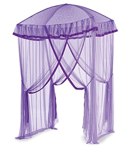 HearthSong Sparkling Lights Light-Up Bed canopy for Twin, Full, or Queen Beds, 58 L x 50 W Purple
