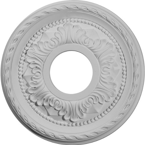 Ekena Millwork CM11PM Palmetto Ceiling Medallion, 11 3/8"OD x 3 5/8"ID x 7/8"P (Fits Canopies up to 4 1/2"), Factory Primed