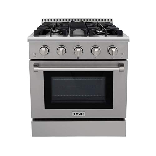 Thor Kitchen HRG3080U 30" Freestanding Professional Style Gas Range with 4.2 cu. ft. Oven, 4 Burners, Convection Fan, Cast Iron